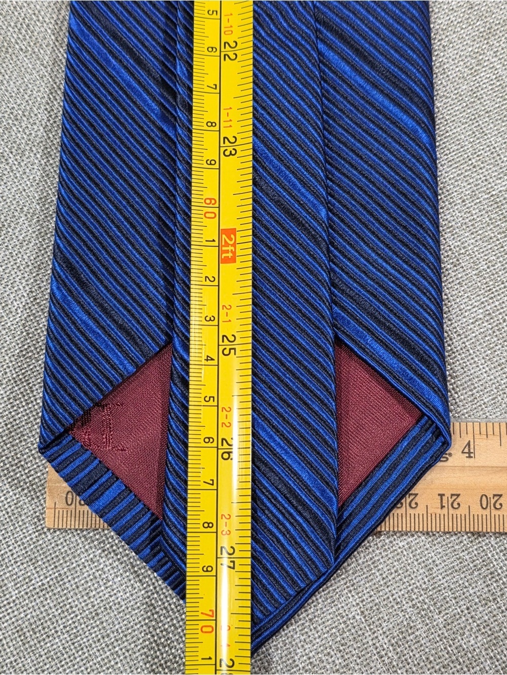 XMI Royal Blue English Silk Tie Hand Made USA Textured Wide Tie - Picture 6 of 7
